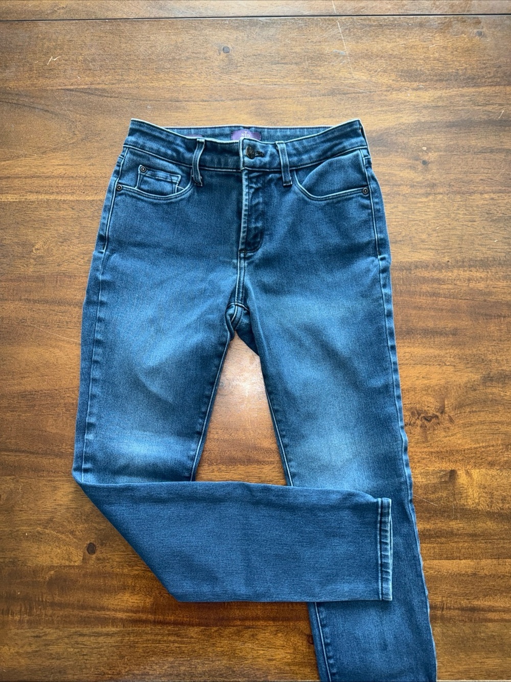 NYDJ Alina Legging Medium Wash Denim Jeans Blue Petite 4P Lift Tuck Stretch